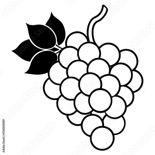 Minimalist Grape Bunch Vector – Flat Art Style