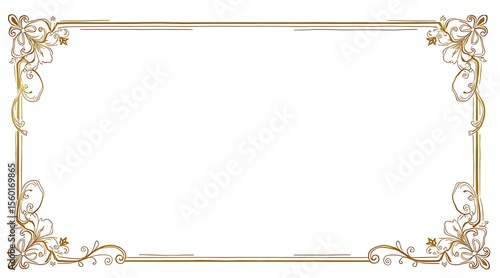 Ornate golden floral rectangular frame with vintage flourish border