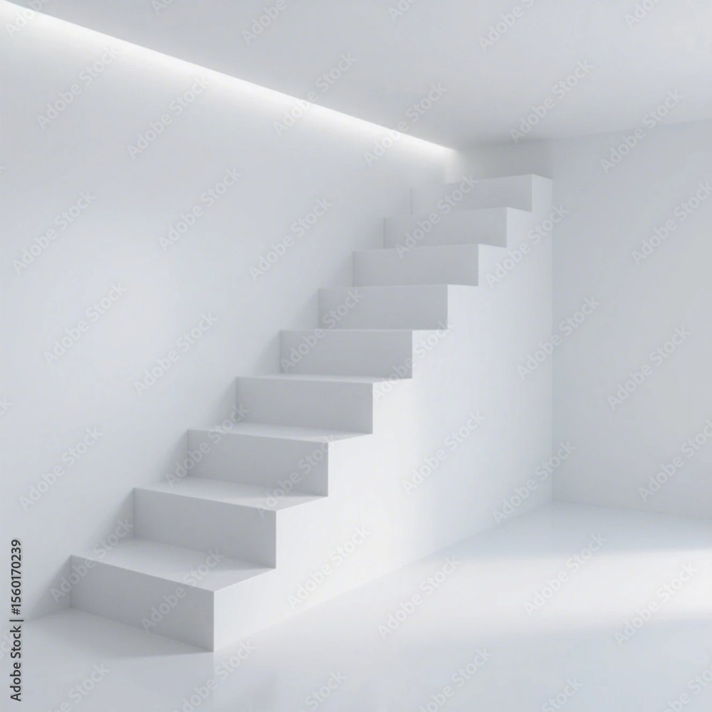 Fototapeta premium Minimal Modern White Staircase in Abstract Interio