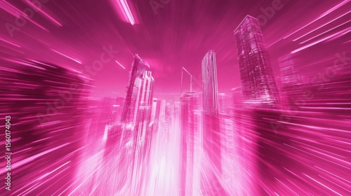Pink Cityscape Speed Lines Abstract Background