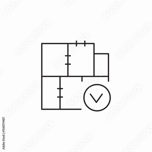 approved floor plan icon sign vector