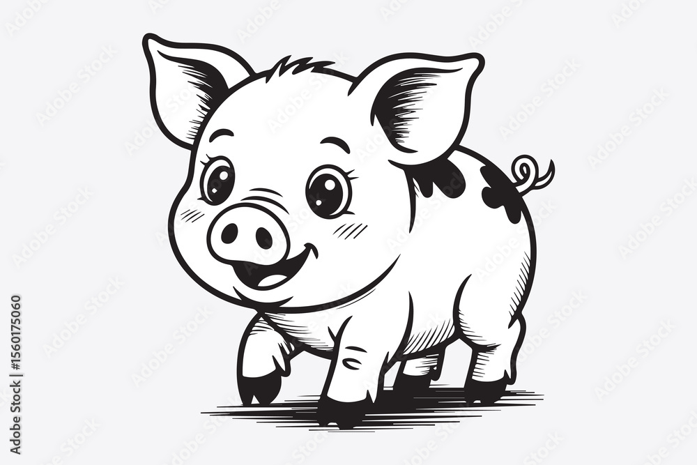 Obraz premium cute pig illustration vector
