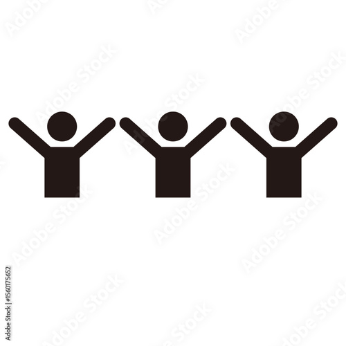 万歳する人たちのピクトグラムアイコン