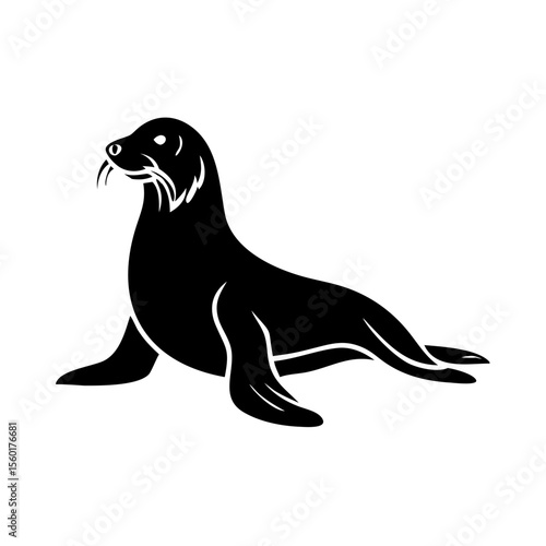 Majestic sea lion silhouette. Elegant sea lion design, perfect for logos, branding, and marine-themed projects.