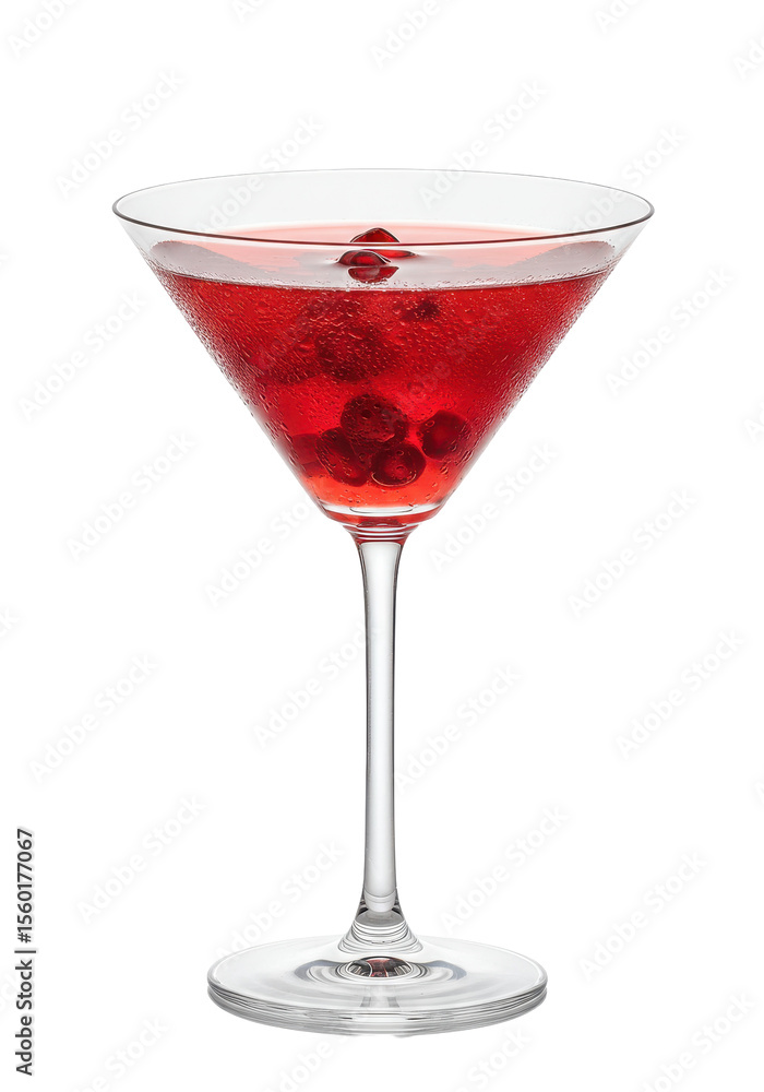 Red-hued cocktail in glass, garnished with fruit. Clean black backdrop, vibrant color Red-hued cocktail in glass, garnished with fruit. Clean black backdrop, vibrant color
