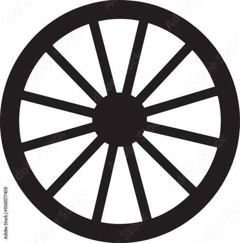 Wagon wheel icon, wagon wheel silhouette vector, wheel vector silhouette icon illustration