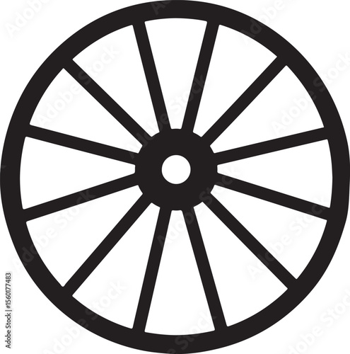 Wagon wheel icon, wagon wheel silhouette vector, wheel vector silhouette icon illustration