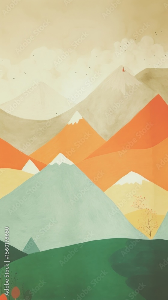 Beautiful mountain wallpaper painting art tranquility. Beautiful mountain wallpaper painting art tranquility.
