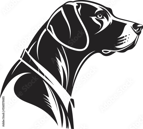 black and white German shepherd puppy cute dog vector illustration silhouette
