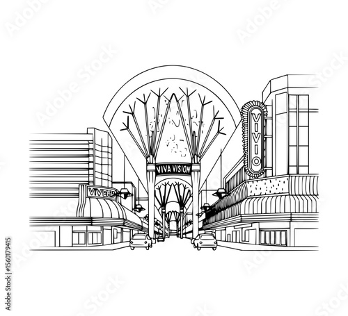Line Art of Fremont Boulevard, Las Vegas