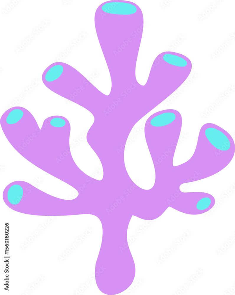 Hand drawn purple coral retro groovy boho summer elements cartoon doodle Hand drawn purple coral retro groovy boho summer elements cartoon doodle