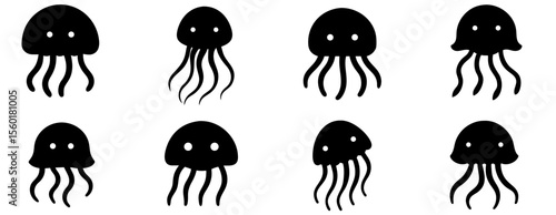 Jellyfish Silhouette Vector Collection for Marine, Sea Life, and Fantasy Design Projects