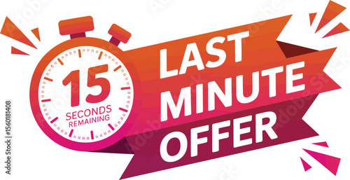 Last minute offer countdown timer with seconds remaining vector illustration and promotional banner design
