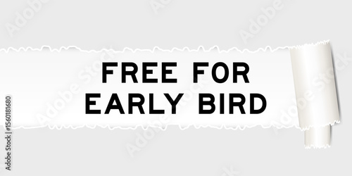 Ripped gray paper background that have word free for early bird under torn part