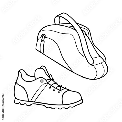 black and white gym bag and shoe clip art preview