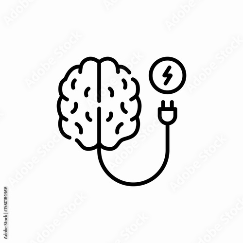 brain connect to electricity icon sign vector