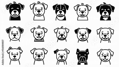犬の表情豊かな顔イラスト集｜Expressive Dog Face Illustration Set