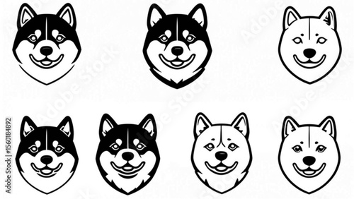 柴犬の顔イラストセット｜Shiba Inu Face Illustration Set