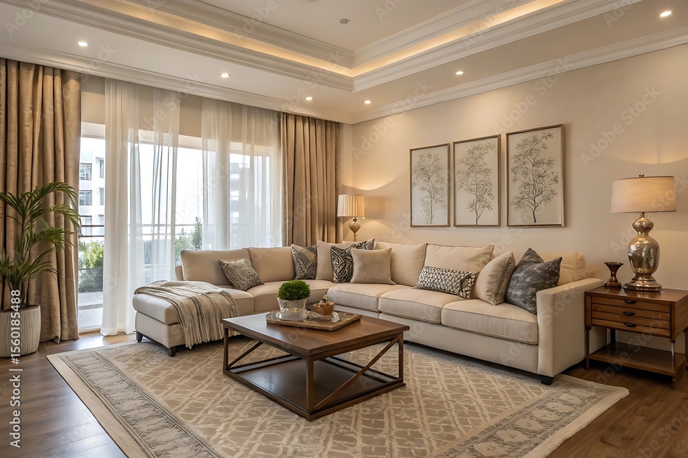 Modern Transitional Living Room with Neutral Color Palette and Elegant Decor Modern Transitional Living Room with Neutral Color Palette and Elegant Decor