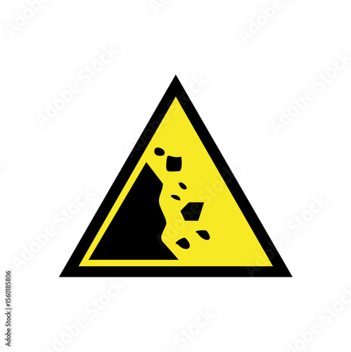 Road warning sign icon for landslide prone roads