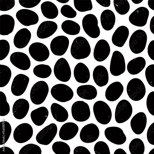 Irregular spotted seamless pattern with hand drawn pencil textured organic sh...
