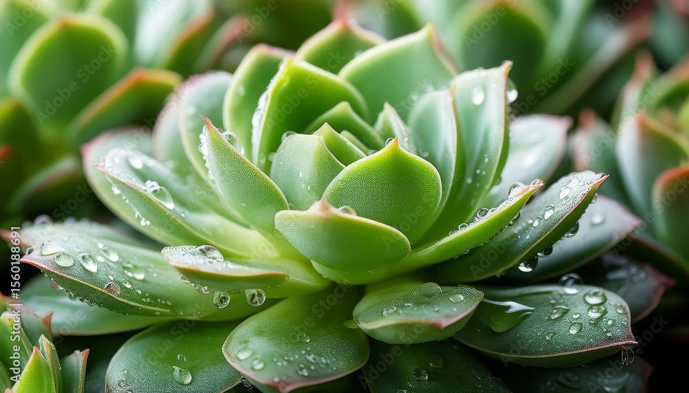 close up of vibrant green succulent plants with water droplets close up of vibrant green succulent plants with water droplets