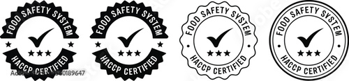Food safety system haccp certified vector logo icon set quality control assurance standard compliance mark design