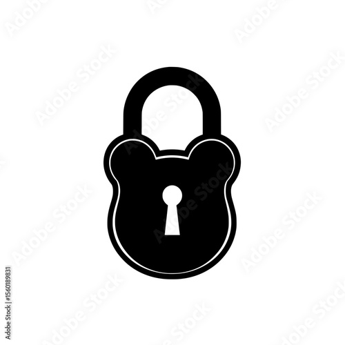 Bear-shaped padlock with keyhole on a transparent background