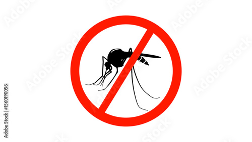 No mosquito sign, black and red isolated silhouette