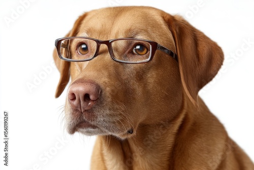 Wallpaper Mural Brown dog with glasses headshot against a white background looking to the left Torontodigital.ca