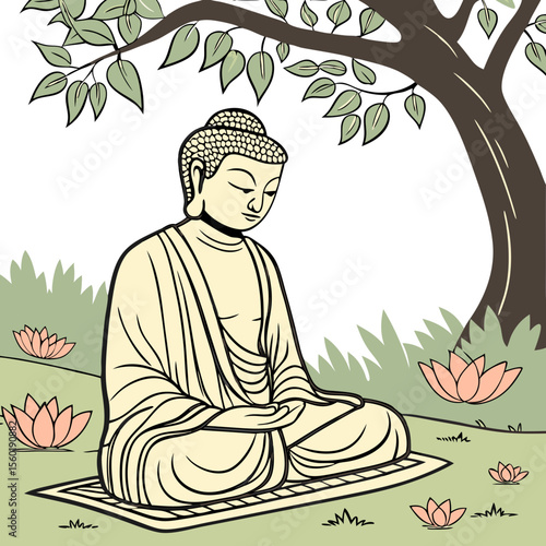 Lord Buddha. Happy Vesak Day. Lord Buddha Vector