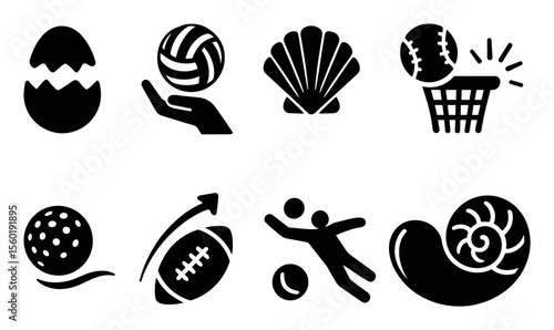 Sports, leisure silhouette icon set. recreation, game, exercise silhouette collection