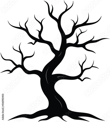 Halloween scary tree silhouette vector illustration 