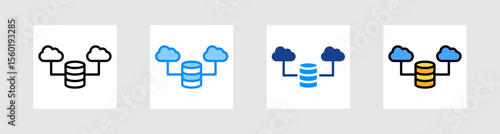 Cloud Database Icon Collection Set Multiple Style