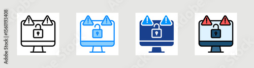Security Breach Icon Collection Set Multiple Style
