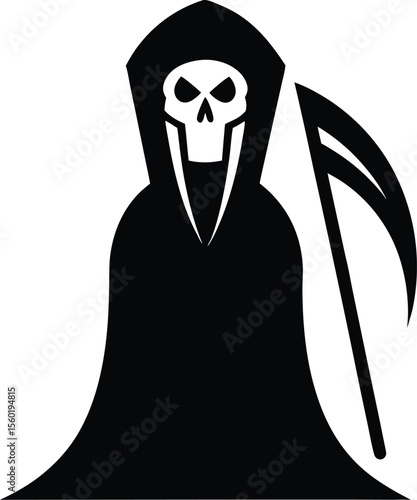 Grim Reaper Halloween Icon Black amp White Vector