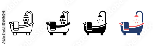 Bathtub icon sheet multiple style collection