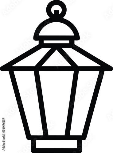 Lantern illustration black and white Premium Vector
