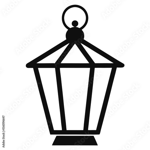 Lantern illustration black and white Premium Vector