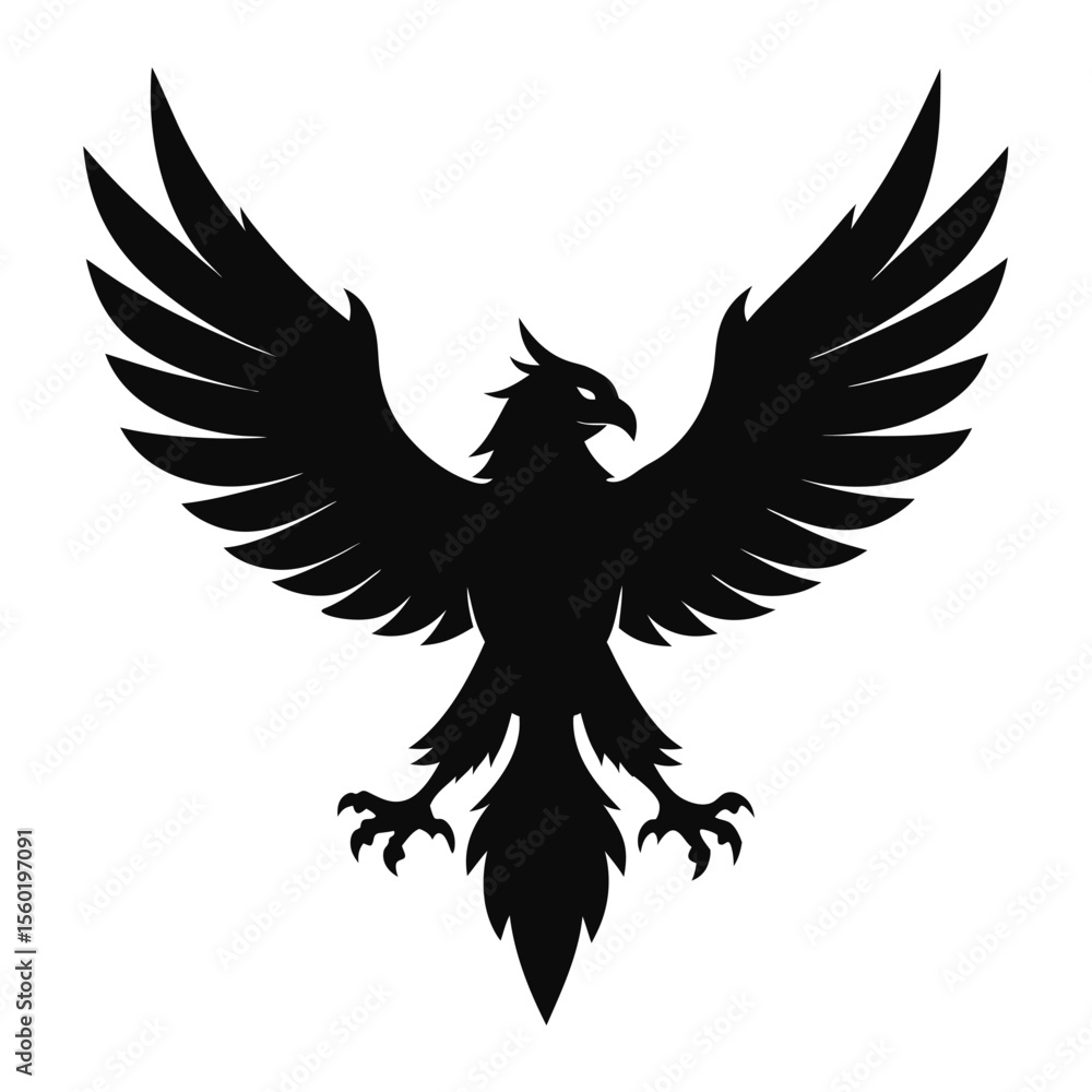 Majestic Black Eagle Silhouette Powerful Bird of Prey Illustration Majestic Black Eagle Silhouette Powerful Bird of Prey Illustration