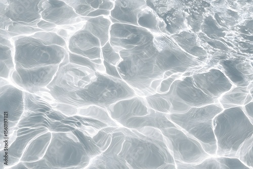 Close-up of a white water texture with ripples and waves, isolated on a grey background, top view