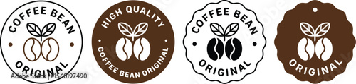 Original coffee bean logo design vector illustration for cafe shop and product branding identity
