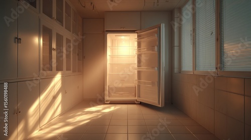 Wallpaper Mural Soft shadows inside an empty, clean fridge interior --ar 16:9 --stylize 250 --v 7 Job ID: ed8a0122-fb2f-45d5-a8cd-3864bbc6a99a Torontodigital.ca