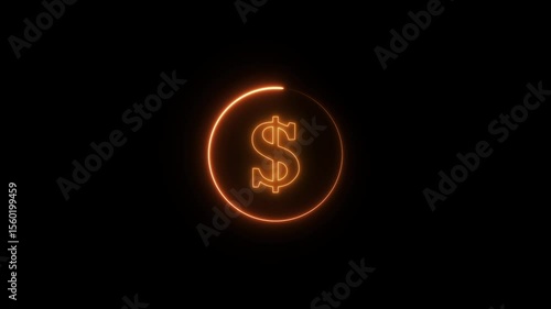 Wallpaper Mural line of dollar sign with up arrow icon animation. dollar sign icon and up arrow with business profit concept with neon line. Torontodigital.ca