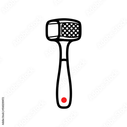 Meat tenderizer with red handle, minimalist design, cooking tools, transparent background, copy space