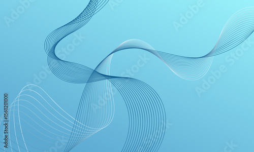 green turquoise smooth lines wave curves on soft gradient abstract background