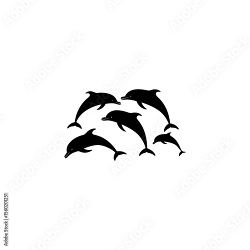 Fish set vector silhouettes 