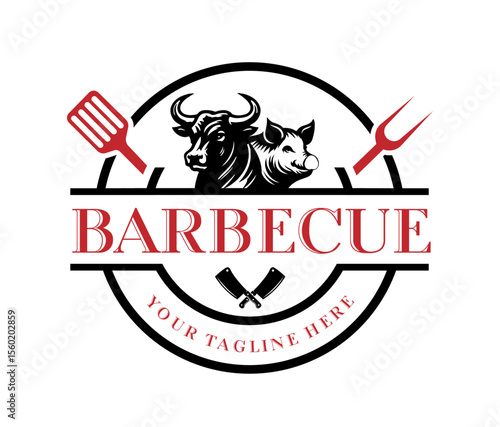 Barbecue meat logo design