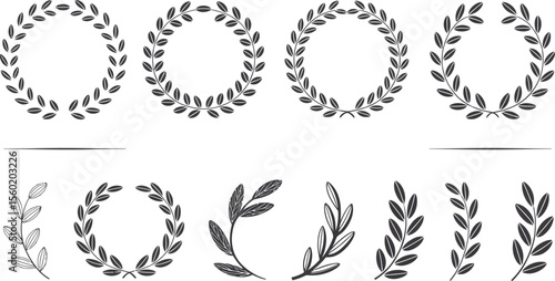 Vector laurel wreath collection design elements for invitation and wedding decoration graphics assets