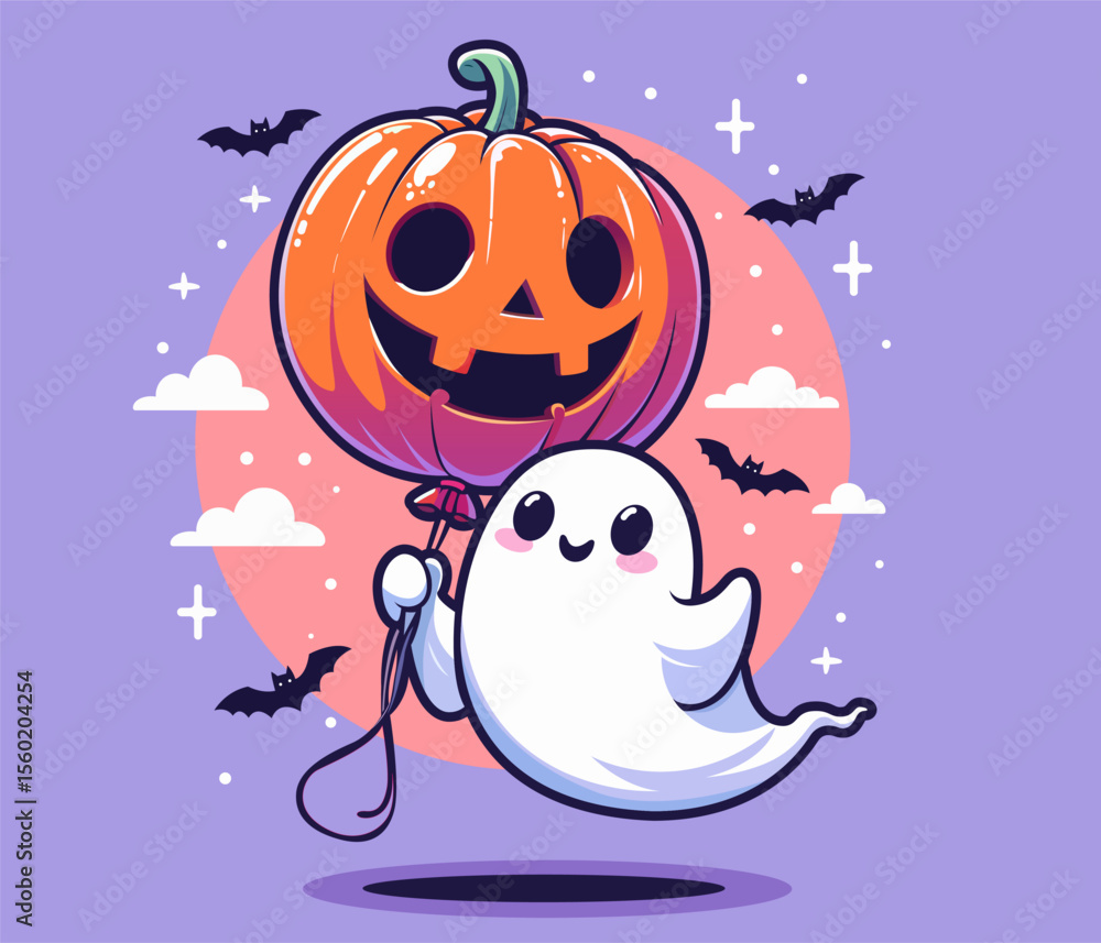 Ghost cartoon character. Ghost with pumpkin balloon. Funny spirit. Friendly ghost. Spooky phantom flying. Happy Halloween greeting card with ghost. Cartoon ghosted spirit. Pumpkin ghost. Cute ghost Ghost cartoon character. Ghost with pumpkin balloon. Funny spirit. Friendly ghost. Spooky phantom flying. Happy Halloween greeting card with ghost. Cartoon ghosted spirit. Pumpkin ghost. Cute ghost